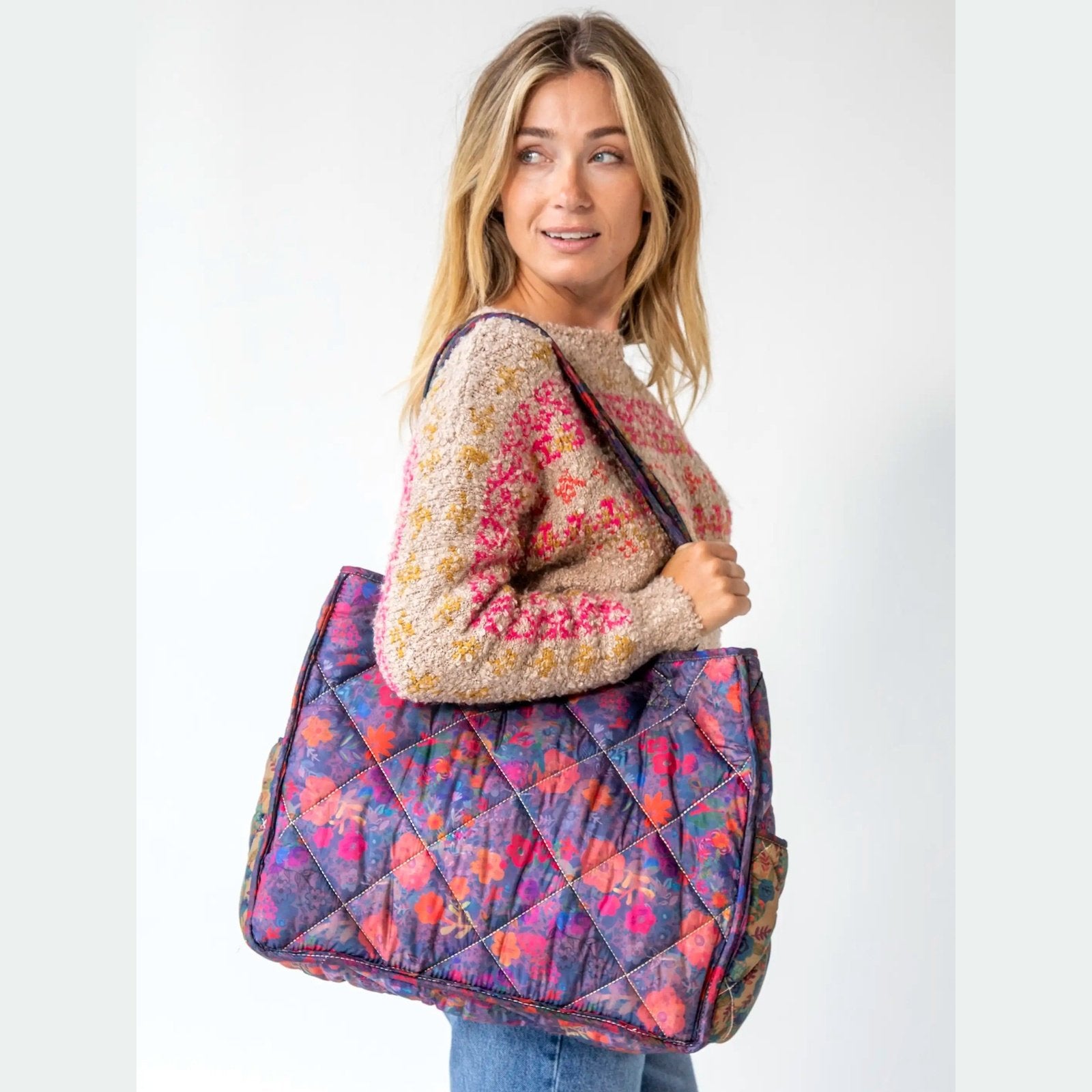Natural Life Reversible Puffy Tote Bag - Thumbnail 5