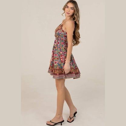 V NECK OPEN TIE BACK SUNDRESS - The Feral Market