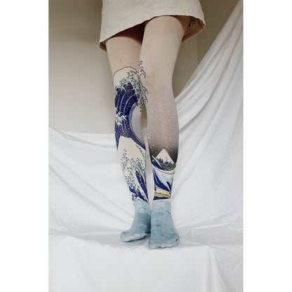 THE GREAT WAVE OFF KANAGAWA by HOKUSAI Printed Art Tights - The Feral Market