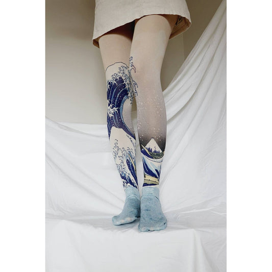 THE GREAT WAVE OFF KANAGAWA by HOKUSAI Printed Art Tights - The Feral Market