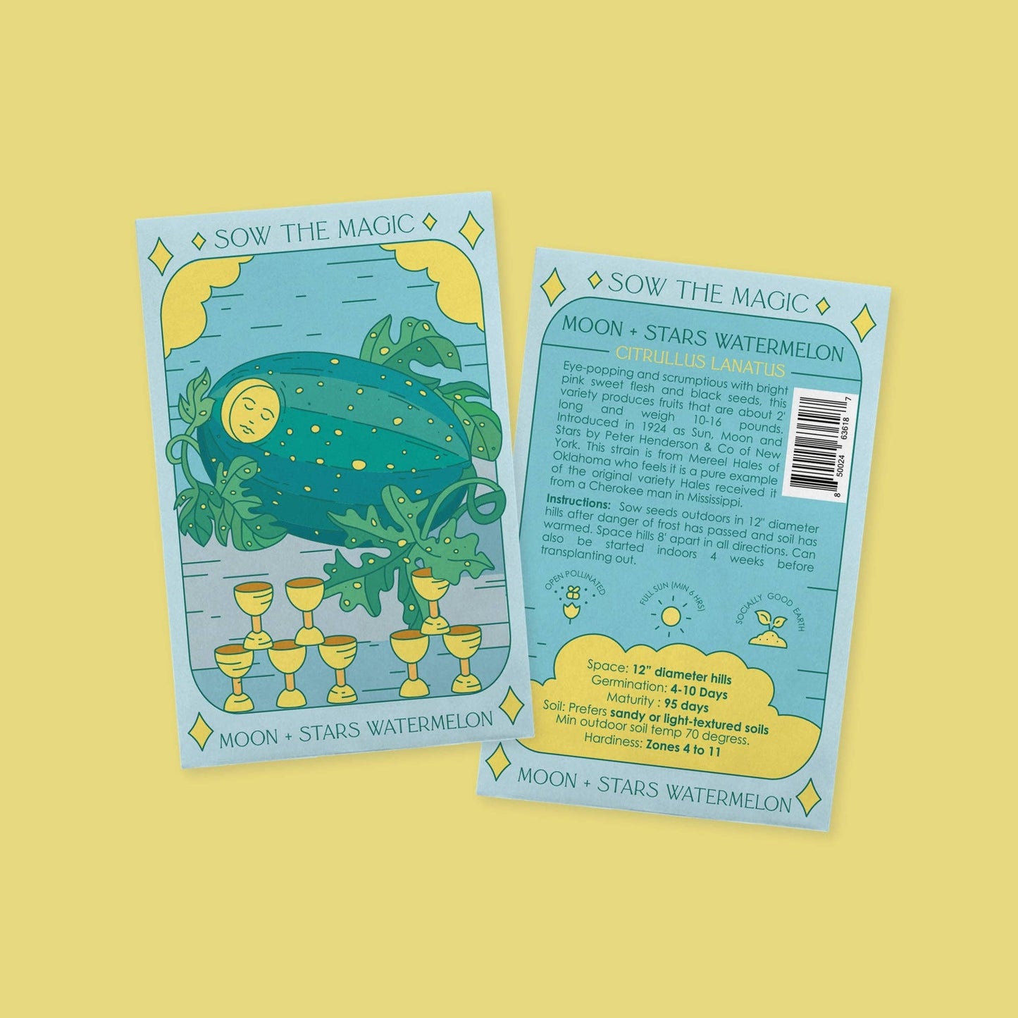 Moon and Stars Watermelon Tarot Seed Packet