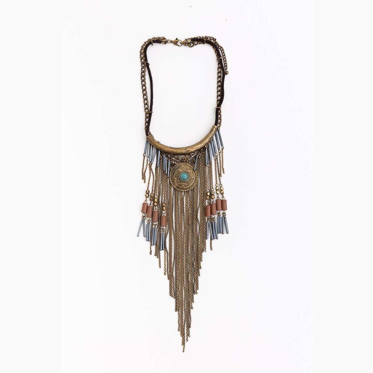 Antique Gold Turquoise Fringe Necklace - The Feral Market