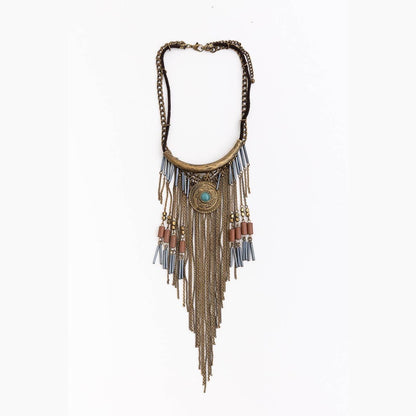 Antique Gold Turquoise Fringe Necklace - The Feral Market