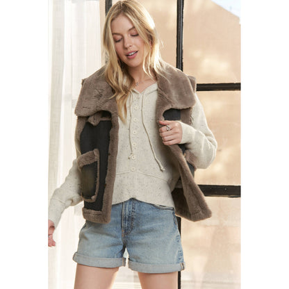 Knit Henly Denim Faux Fur Vest