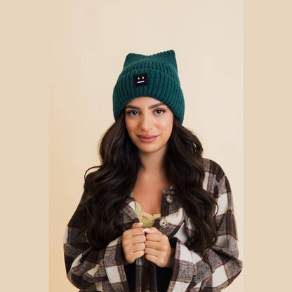 Chill Vibes Soft Ribbed Square Top Beanie