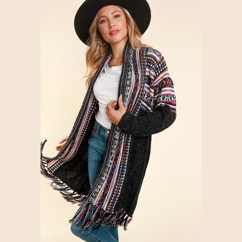 Rainbow Tassel Sweater Cardigan