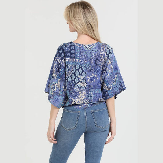 Mixed Print Kimono Floral Flowy Top