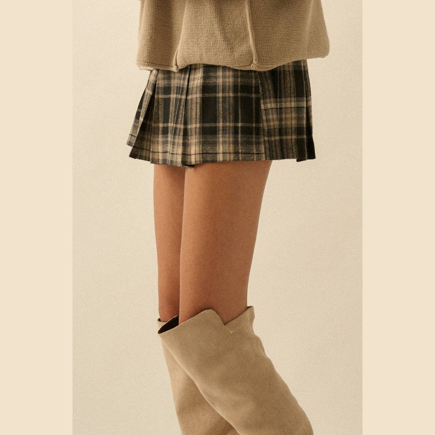 Plaid Flannel Pleated Mini Skort