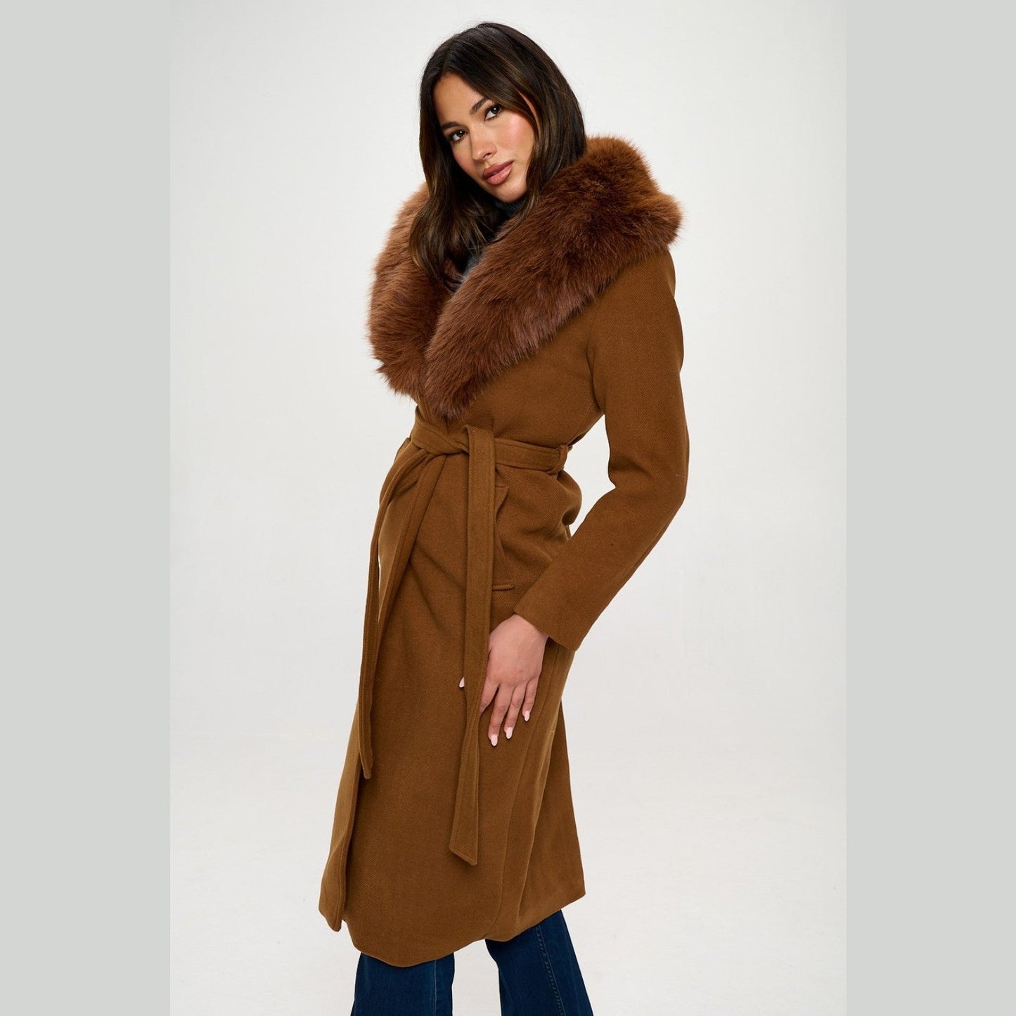 Ella Vegan Fur Lined Wool Coat