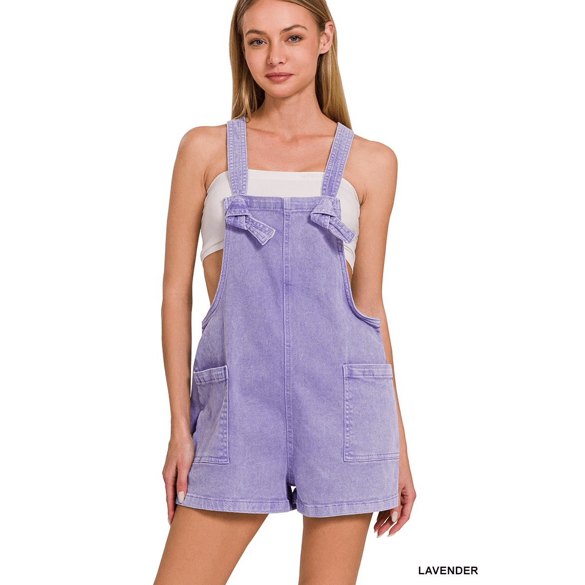 Sage Washed Denim Short Romper