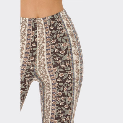 Soft Tawny Floral Flare Pants