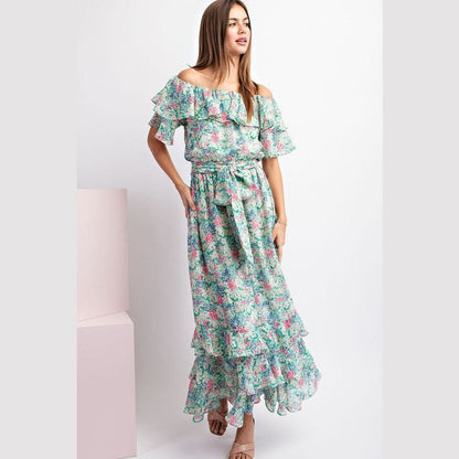 Elodie Floral Off Shoulder Maxi Dress