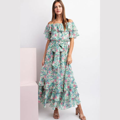 Elodie Floral Off Shoulder Maxi Dress