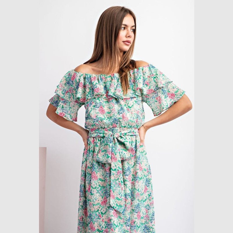 Elodie Floral Off Shoulder Maxi Dress