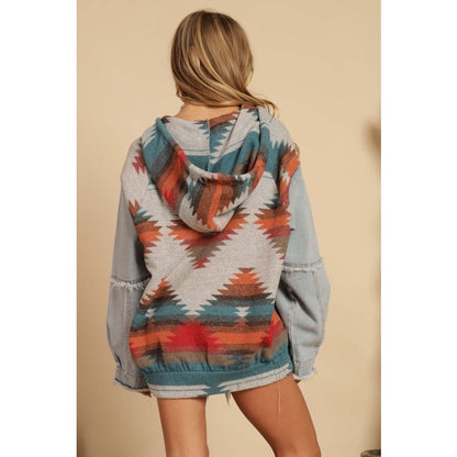 Kaila Aztec Denim Hoodie