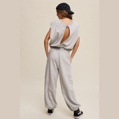 Athleisure French Terry Loose Jogger Jumpsuit