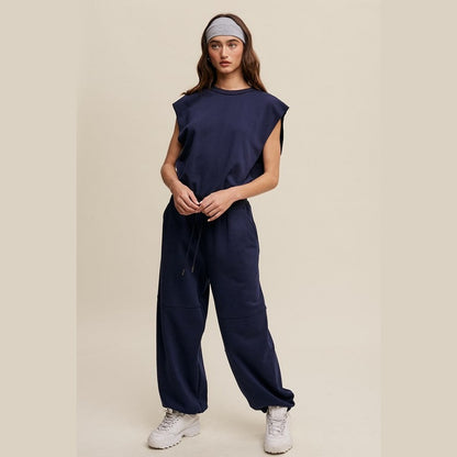 Athleisure French Terry Loose Jogger Jumpsuit