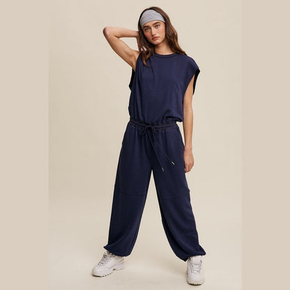 Athleisure French Terry Loose Jogger Jumpsuit