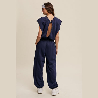 Athleisure French Terry Loose Jogger Jumpsuit