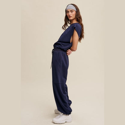 Athleisure French Terry Loose Jogger Jumpsuit