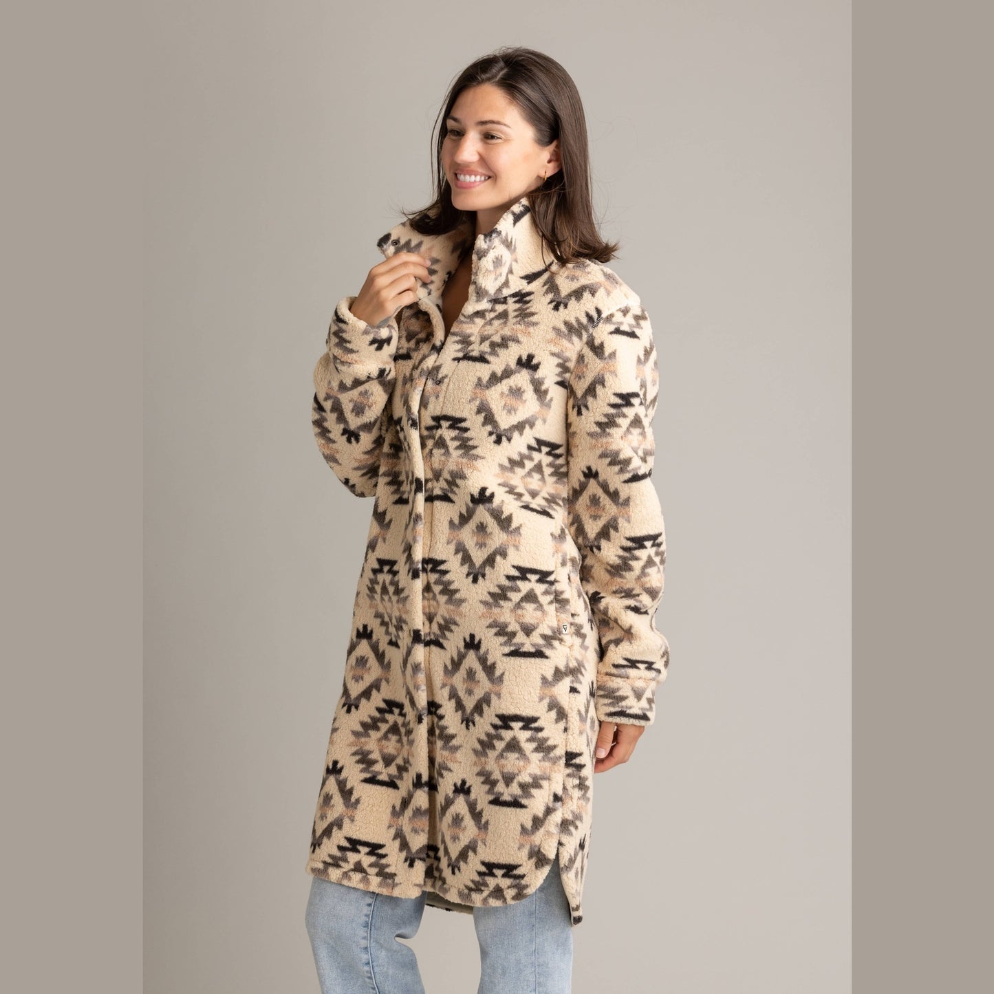 Women's Ainsley Long Sherpa Button Coat