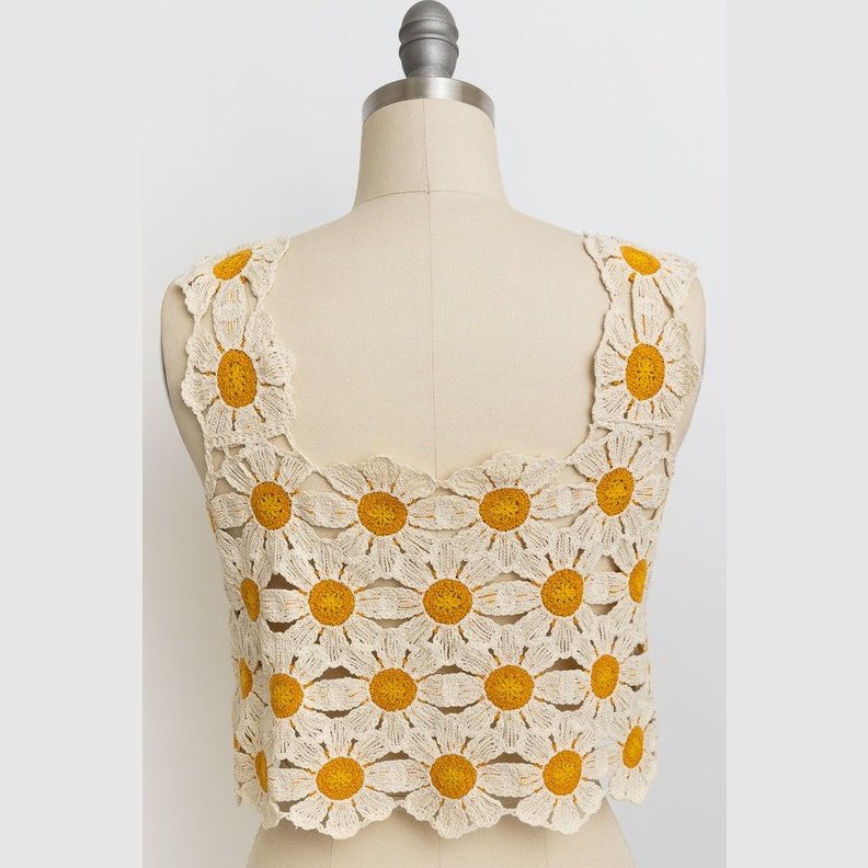 Spring Daisy Crochet Crop Top