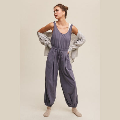 Tank and Jogger Pants Open Back Knit Jumpsuit