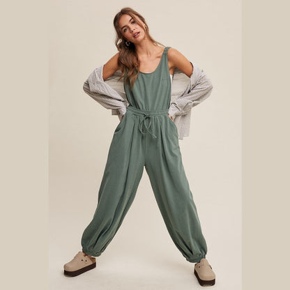 Tank and Jogger Pants Open Back Knit Jumpsuit