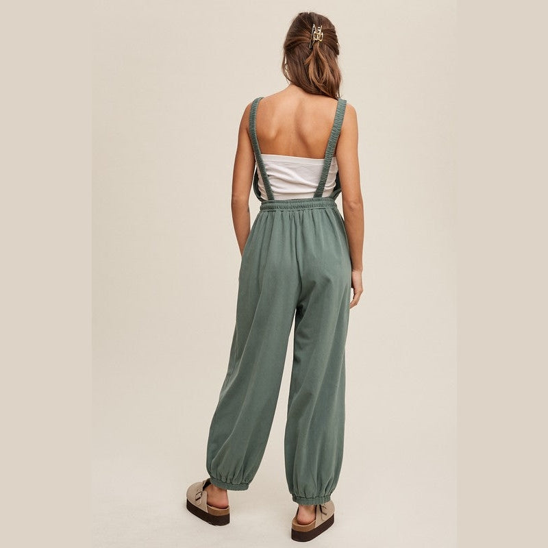 Tank and Jogger Pants Open Back Knit Jumpsuit