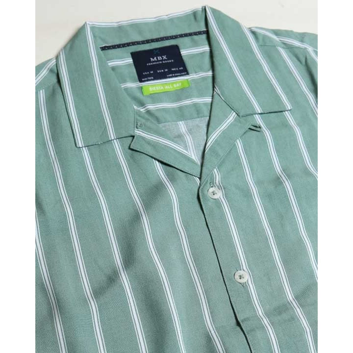 Lily Pad Striped Rayon Camp Shirt