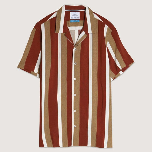 Striped Rayon Camp Shirt