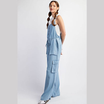 Twyla Mineral Washed Button Down Jumpsuit Overalls