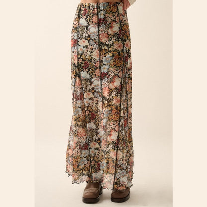 Raisa Floral Knit Inverted Seam Maxi Skirt