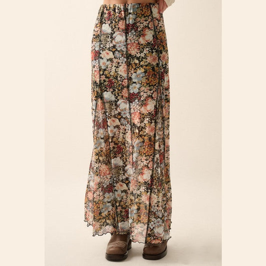 Raisa Floral Knit Inverted Seam Maxi Skirt