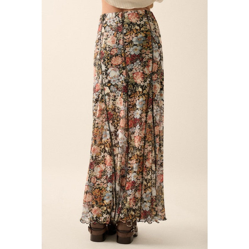 Raisa Floral Knit Inverted Seam Maxi Skirt