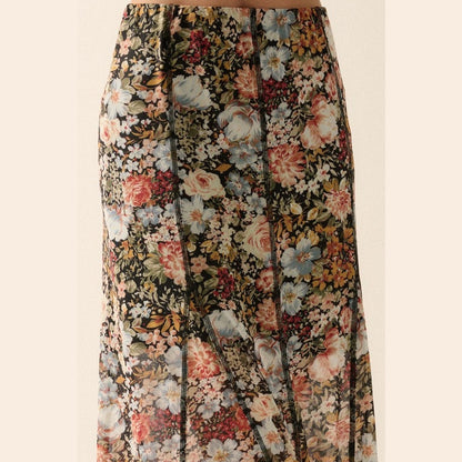 Raisa Floral Knit Inverted Seam Maxi Skirt