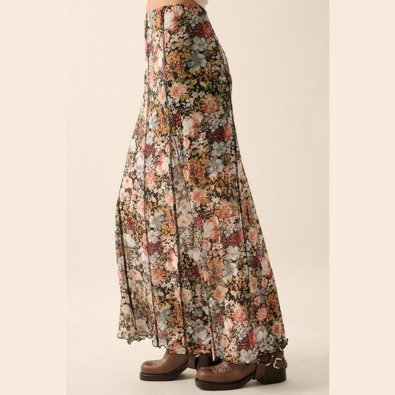 Raisa Floral Knit Inverted Seam Maxi Skirt