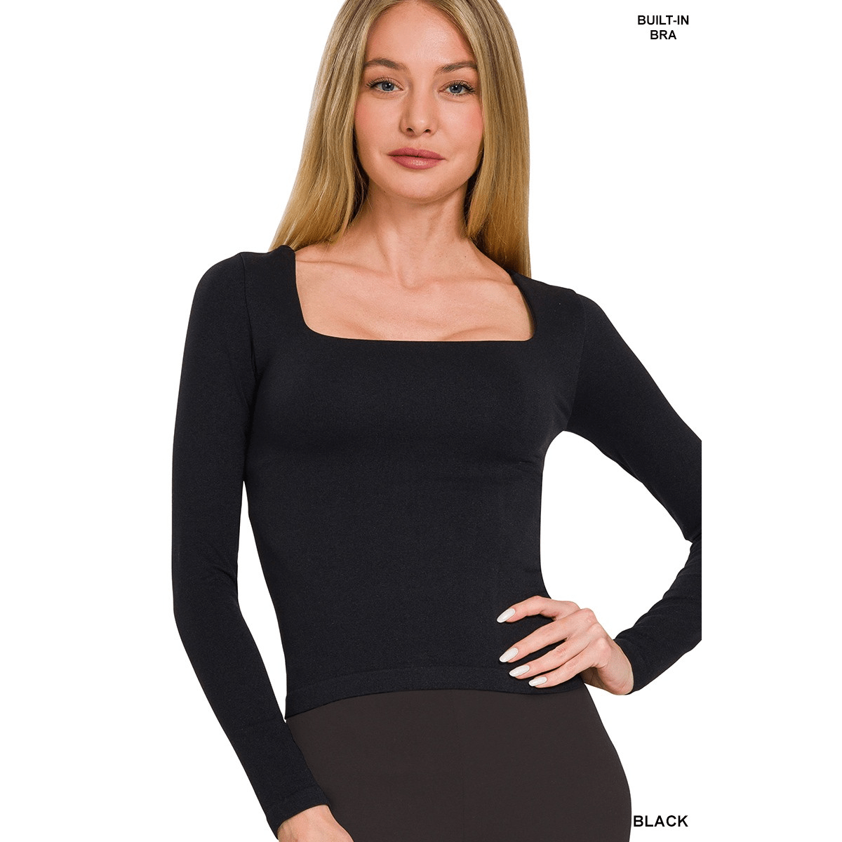 Seamless Square Neck Top with Padded Bra - The Feral Market