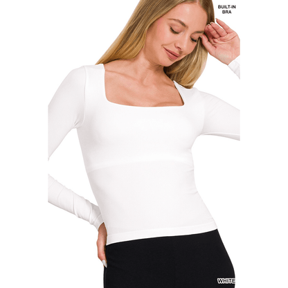 Seamless Square Neck Top with Padded Bra - The Feral Market