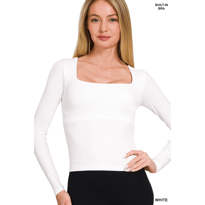 Seamless Square Neck Top with Padded Bra - The Feral Market