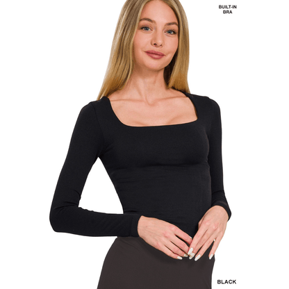 Seamless Square Neck Top with Padded Bra - The Feral Market