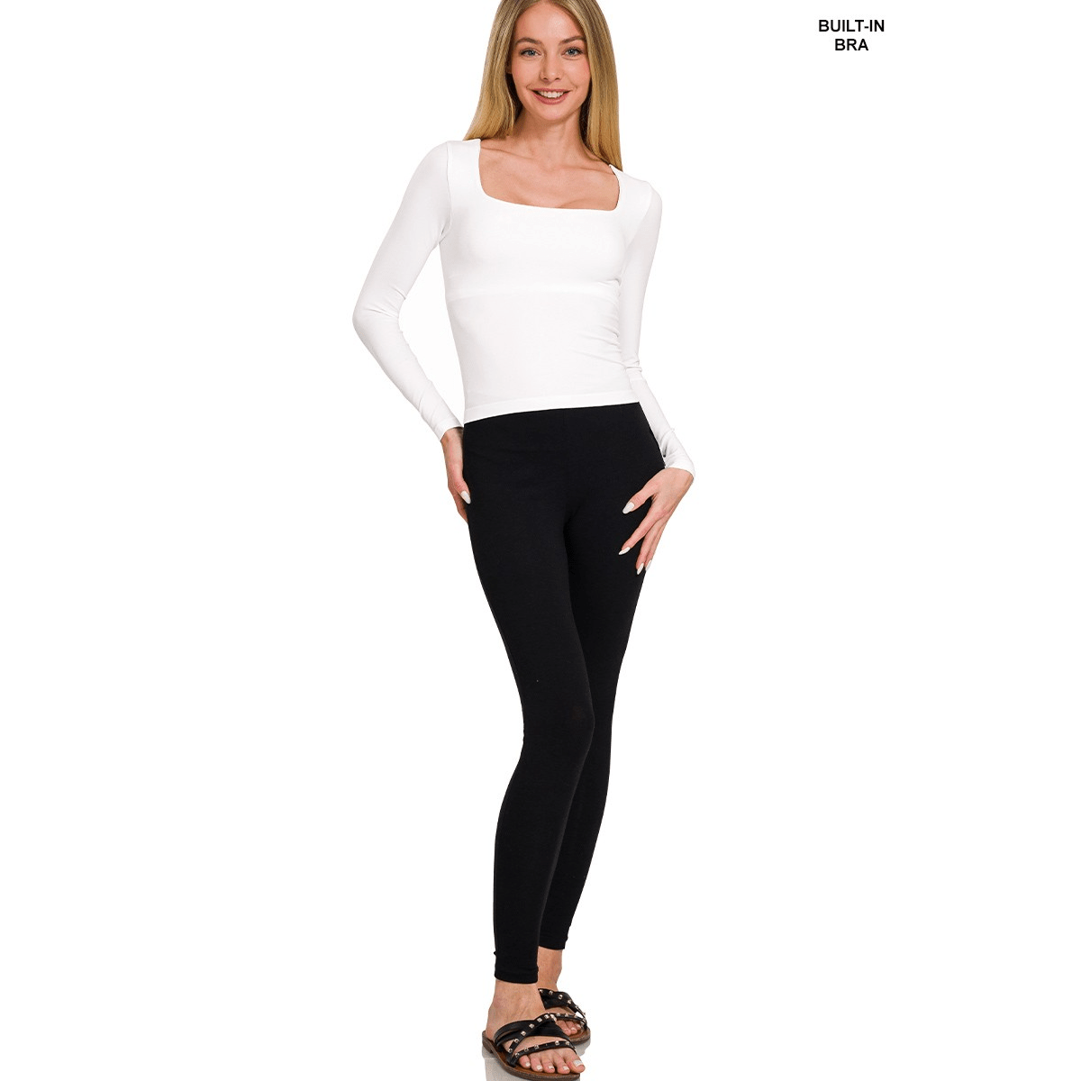 Seamless Square Neck Top with Padded Bra - The Feral Market