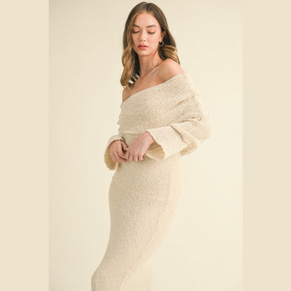 Lucie Sweater Off Shoulder Maxi Dress