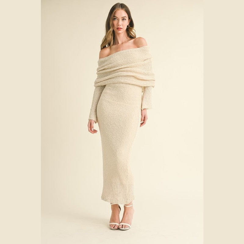 Lucie Sweater Off Shoulder Maxi Dress