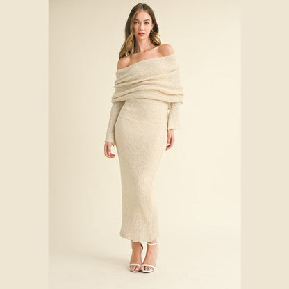 Lucie Sweater Off Shoulder Maxi Dress