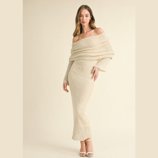 Lucie Sweater Off Shoulder Maxi Dress