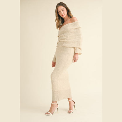 Lucie Sweater Off Shoulder Maxi Dress