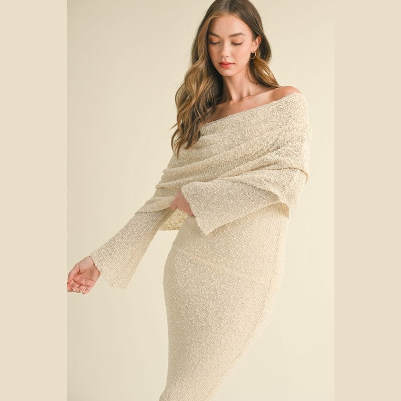 Lucie Sweater Off Shoulder Maxi Dress