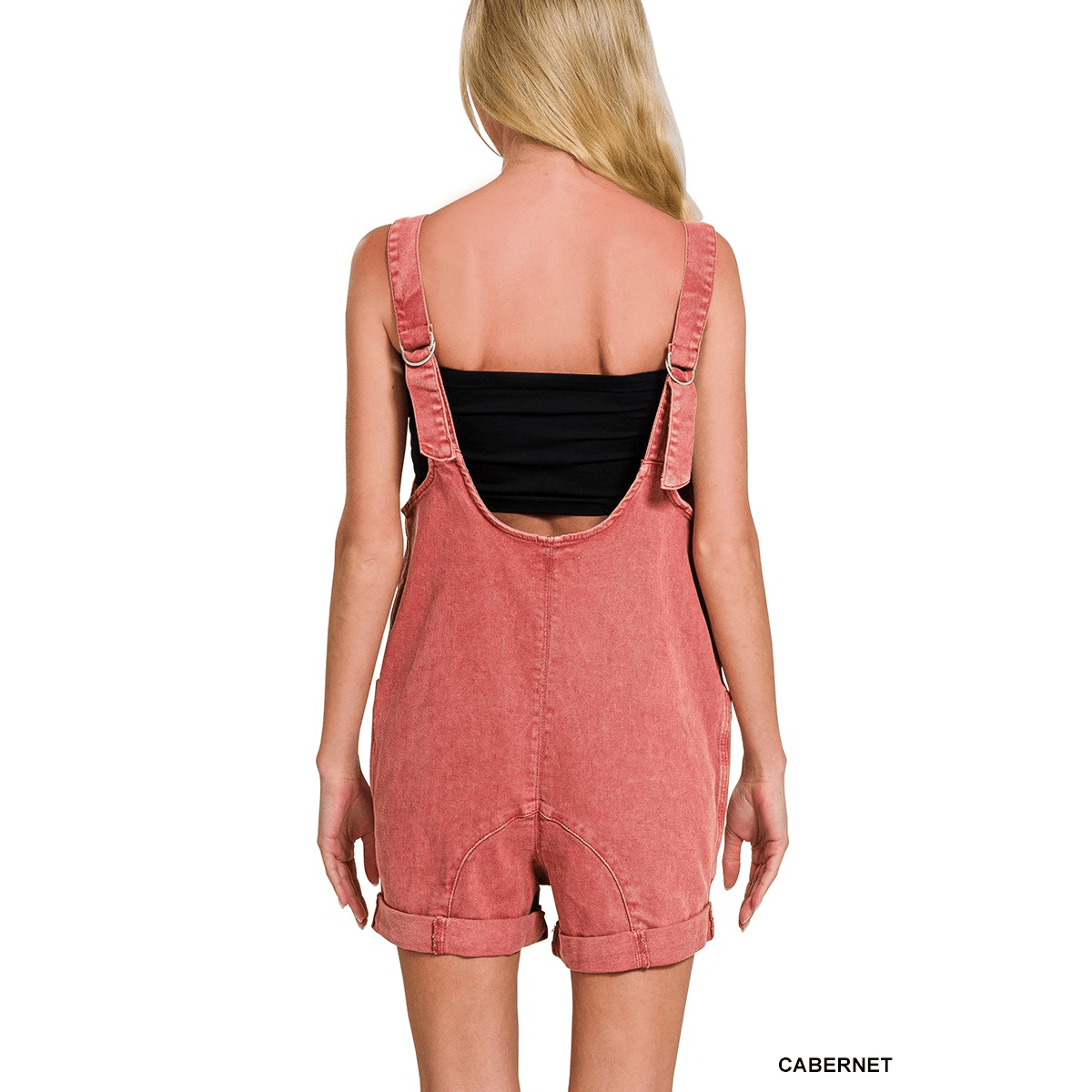 Aster Washed Denim Shorts Romper