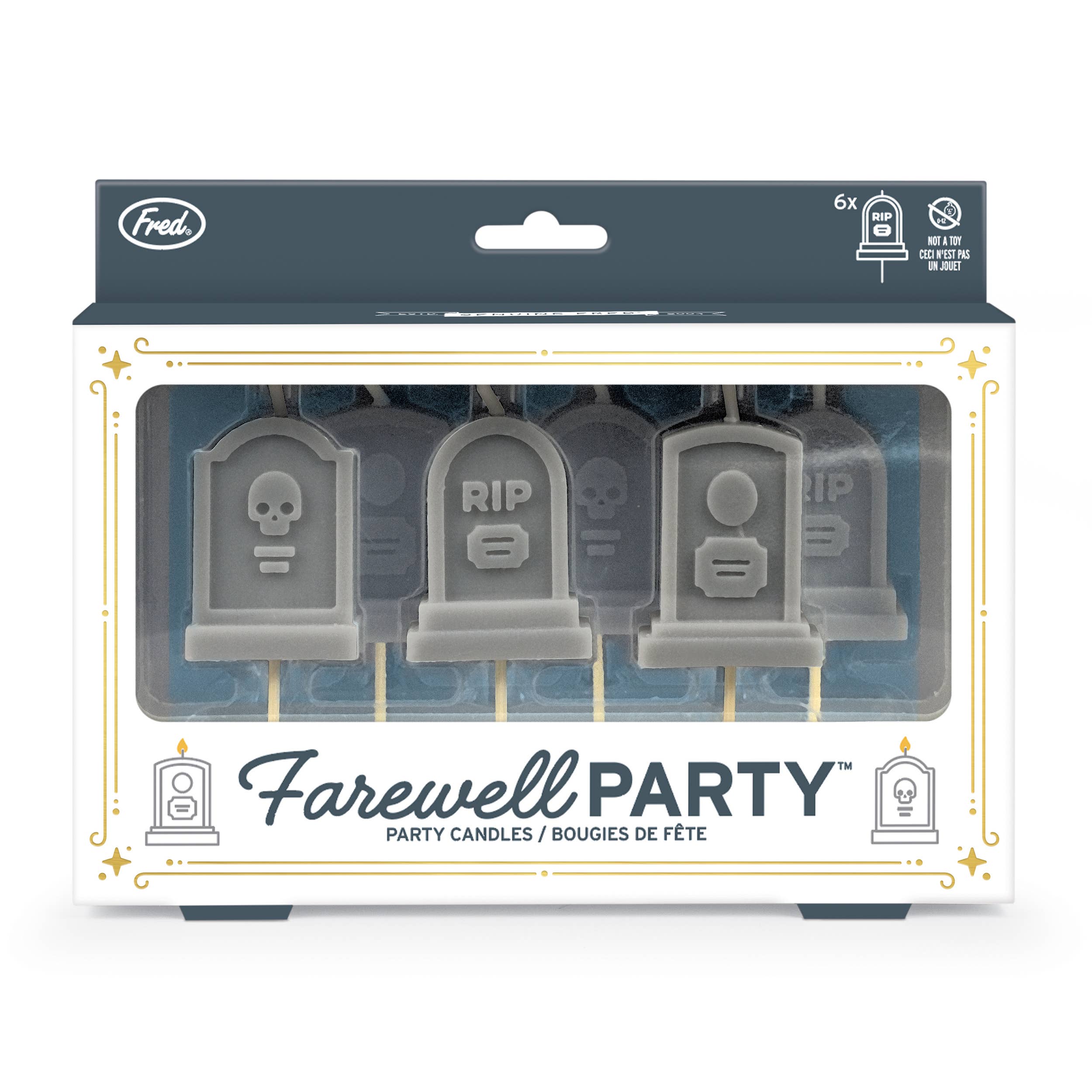 FAREWELL PARTY Tombstone Candles - Set of 6